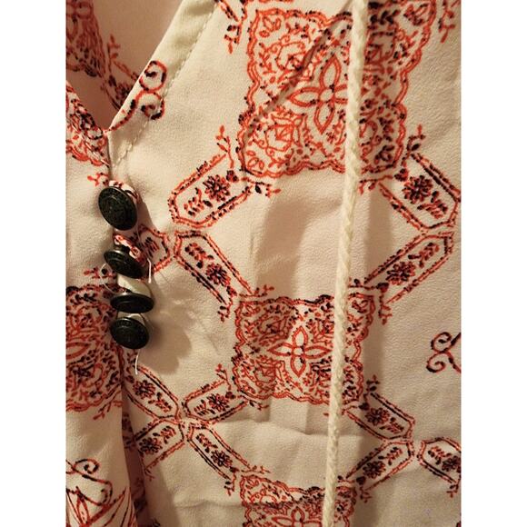 XHILERATION White and Red Sleeveless Boho Top with Tassels and Lace Size XXL - Picture 3 of 6